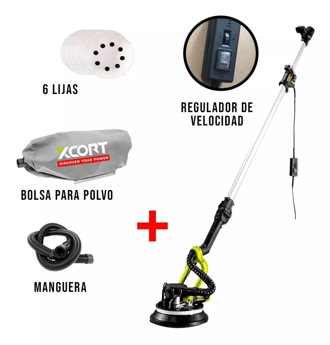 Lijadora Telescópica de Pared y Techo 900W XCORT XSF02-225L